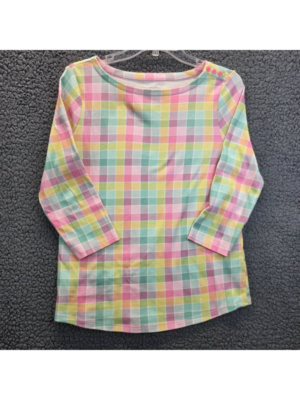 Charter Club Long Sleeves Top M Pink Multi Plaid Everyday Casual Coastal Preppy